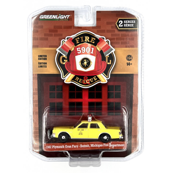 Greenlight 1:64 Fire & Rescue - 1982 Plymouth Gran Fury Detroit Michigan Fire Department Battalion Chief