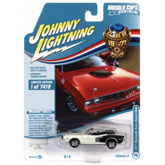 Johnny Lightning 1:64 Muscle Cars U.S.A - 1971 Plymouth Cuda Convertible Sno White