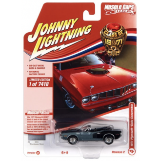 Johnny Lightning 1:64 Muscle Cars U.S.A - 1971 Plymouth Cuda Convertible Winchester Gray
