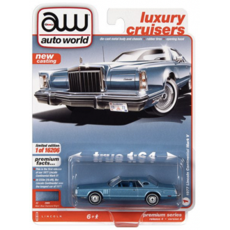 Auto World 1:64 - 1977 Lincoln Continental Coupe Mark V Medium Blue Poly