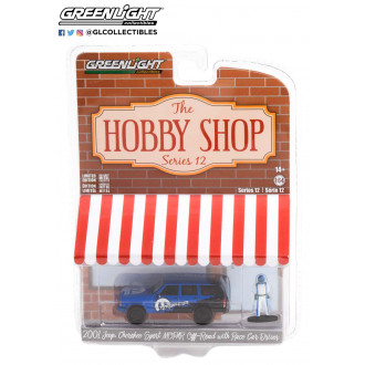 Greenlight 1:64 The Hobby Shop - 2001 Jeep Cherokee Sport MOPAR Off-Road with Race Car Driver