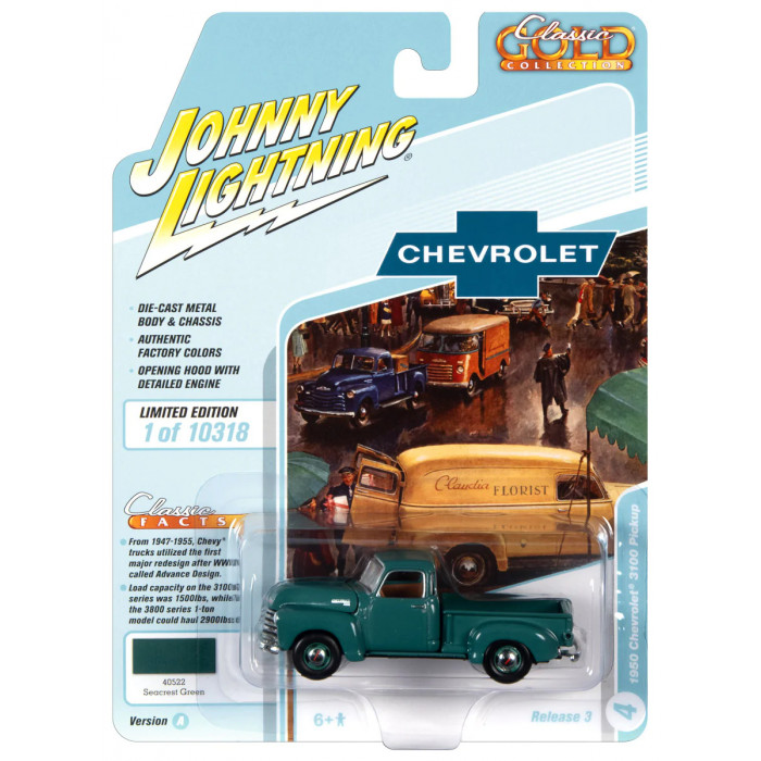Johnny Lightning 1:64 Classic Gold - 1950 Chevrolet Stepside Truck Green