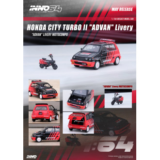 Inno64 1:64 1984 Honda City Turbo II Advan With Motocompo
