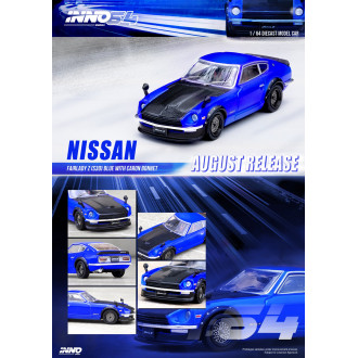 Inno64 1:64 Nissan Fairlady Z S30 Blue with Carbon Hood