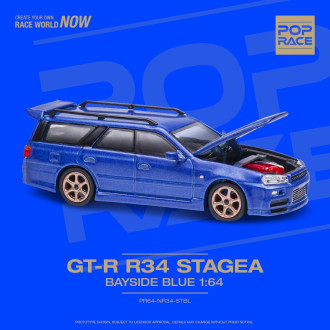 Pop Race 1:64 - Nissan GTR R34 Stagea Bayside Metallic Blue