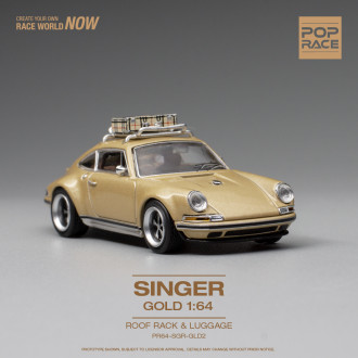 Pop Race 1:64 - Porsche 964 Singer Gold with Roof Rack & Luggage