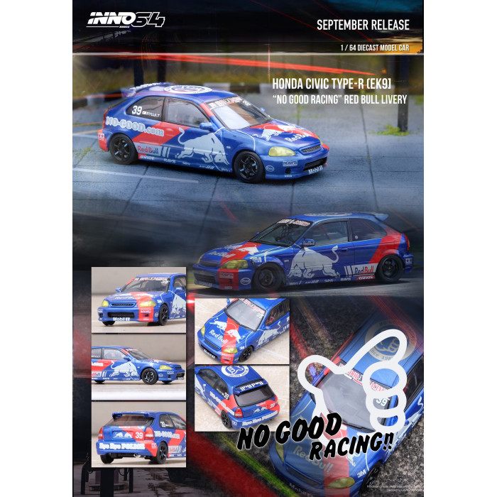 Inno64 1:64 - Honda Civic Type R (EK9) No Good Racing Red Bull Livery