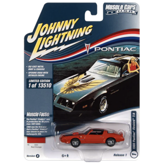 Johnny Lightning 1:64 - Muscle Cars U.S.A. - 1981 Pontiac Firebird T/A Red Orange with Blue Bird