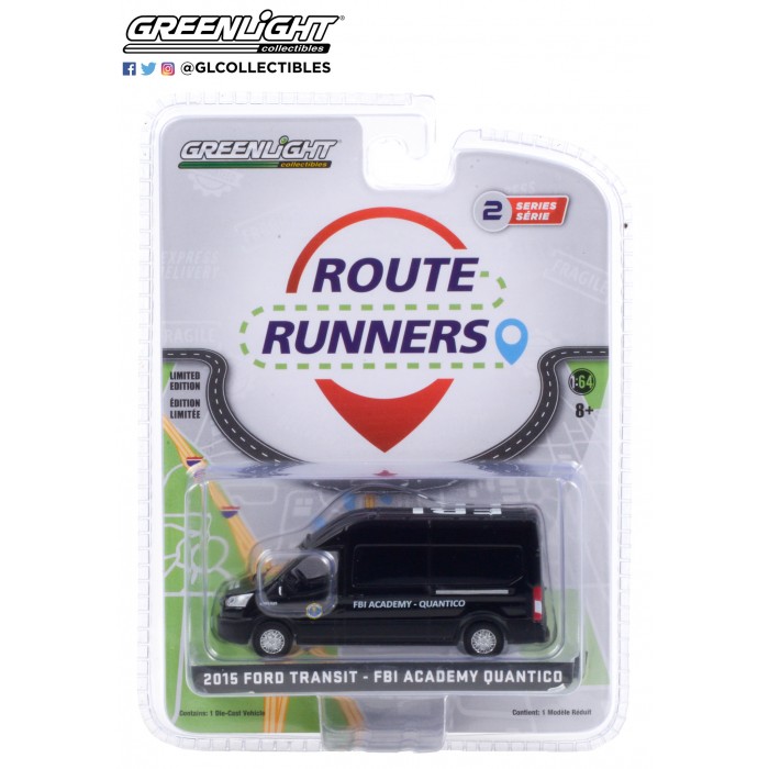 Greenlight 1:64 Route Runners - 2015 Ford Transit FBI Academy Quantico