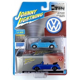 Johnny Lightning 1:64 - 1975 Volkswagen Super Beetle Convertible (Top Down) Miami Blue
