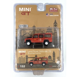 Mini GT 1:64 Land Rover Defender 110 UK Royal Mail Post Bus RHD